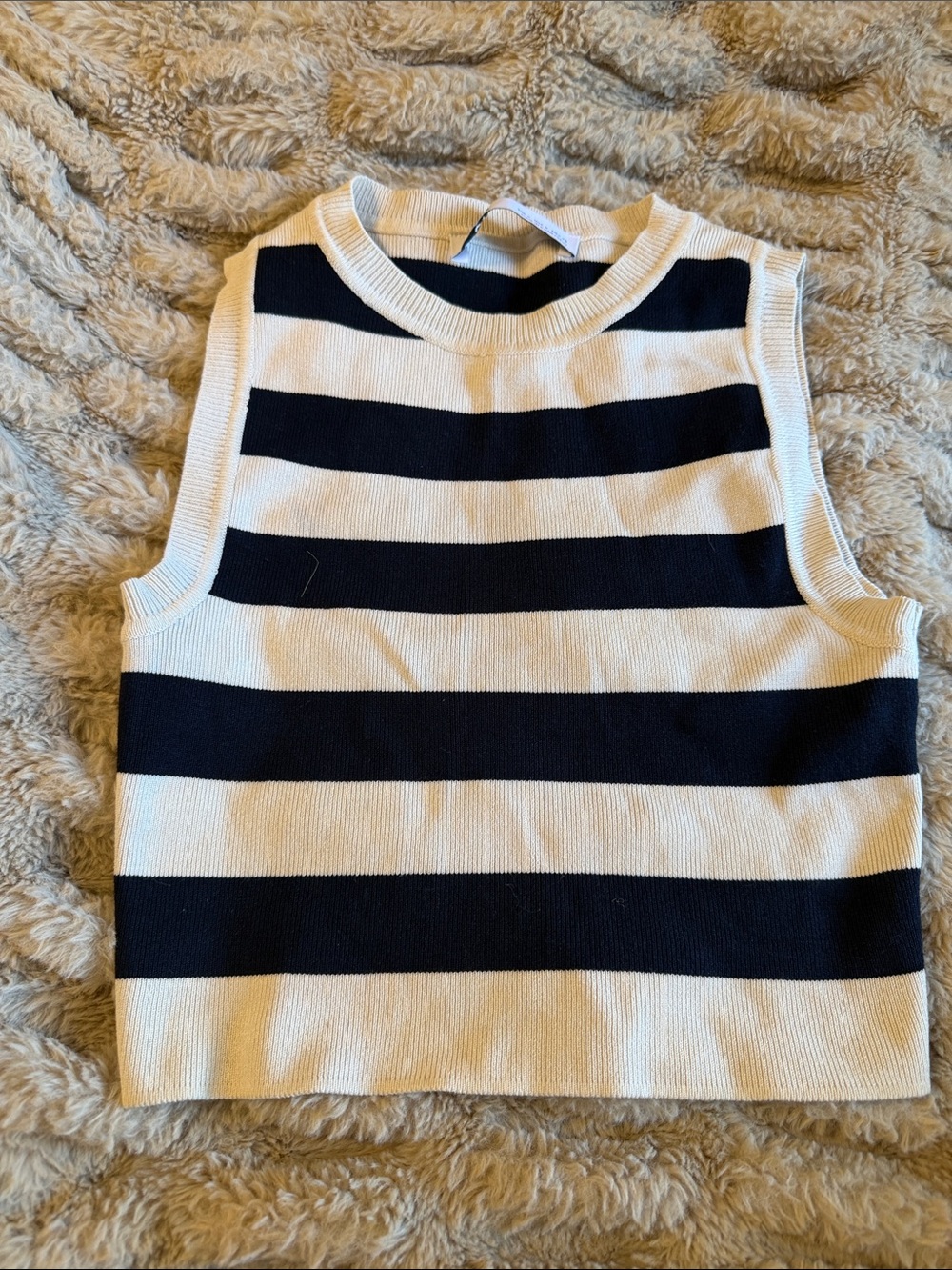 Zara Striped Sleeveless Top in Black & White